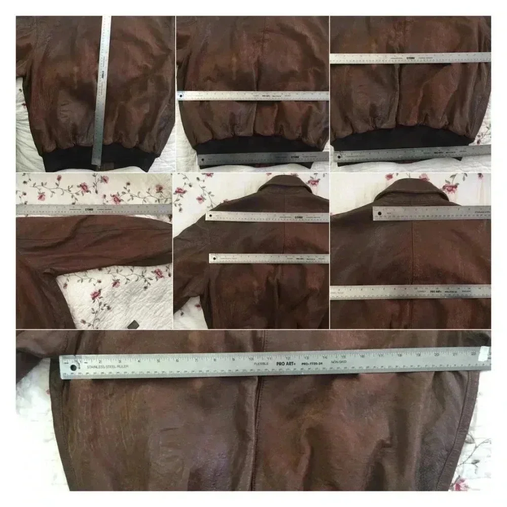 Vintage PETER JAMES Lambskin Leather Designs San Francisco Brown Moto Jacket